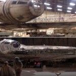 Creature aliene e il Millennium Falcon dal set di Star Wars: Episodio VII