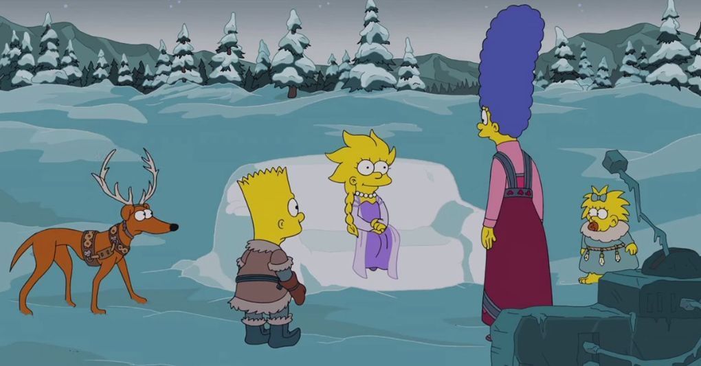 Un omaggio a Frozen nella gag del divano natalizia dei Simpson